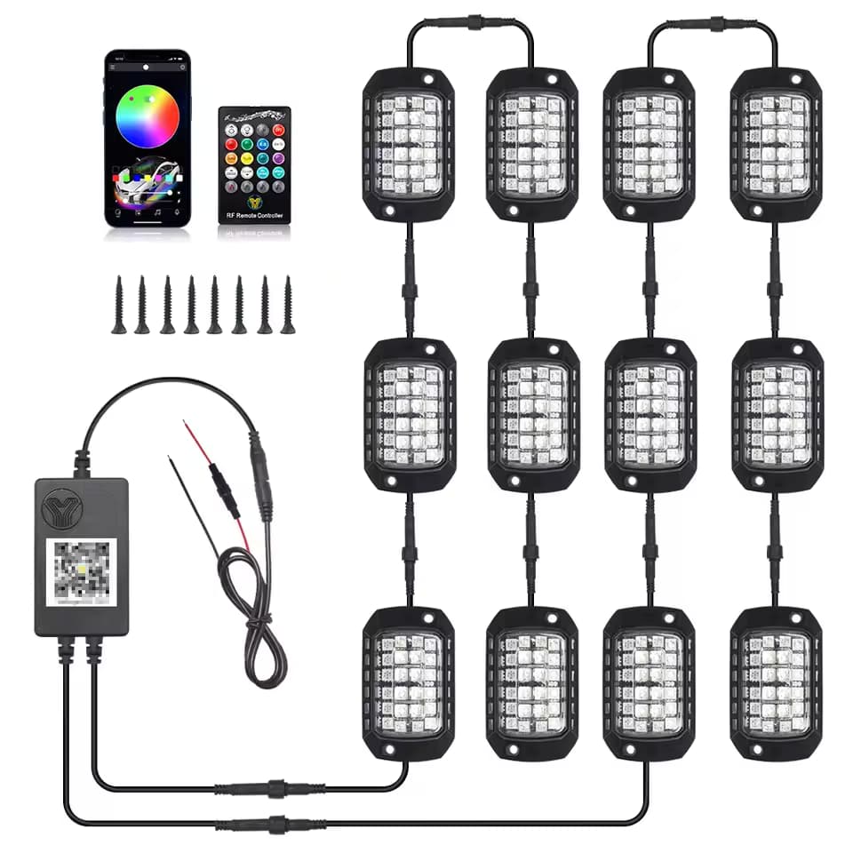 12-in-1 36-LED RGB Rock Light Kit — Product illustration