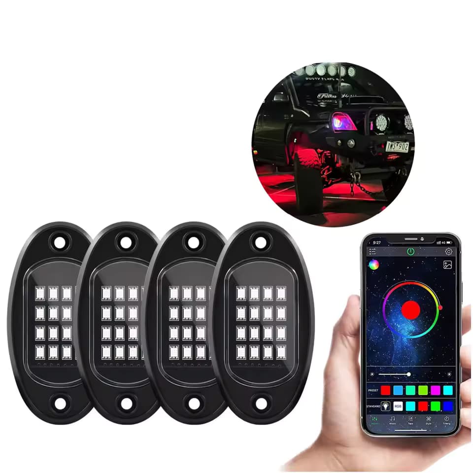 8-in-1 RGB Chasing Rock Light Kit — Product illustration